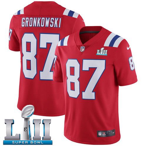 Men New England Patriots #87 Gronkowski Red Color Rush Limited 2018 Super Bowl NFL Jerseys->new england patriots->NFL Jersey